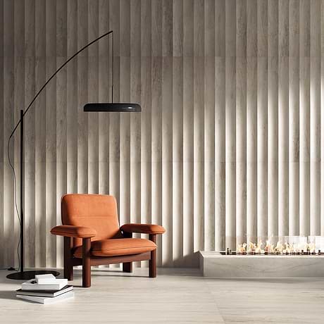 Lumar Waves Travertino Crema Beige 24x48 3D Travertine Look Matte Porcelain Tile