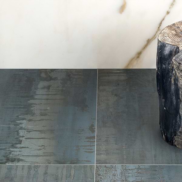 Inspira Metallic Blue Matte Porcelain Tile by Angela Harris - Sample in Metallic Dark Blue, View 5, open zoomed image
