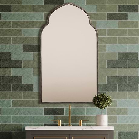Rialto Kasbah Bronze 22x38" Framed Arched Mirror