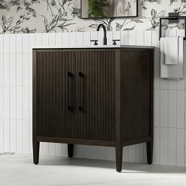 Juelle Chocolate Oak 30" Single Vanity with Cultured Marble Top
