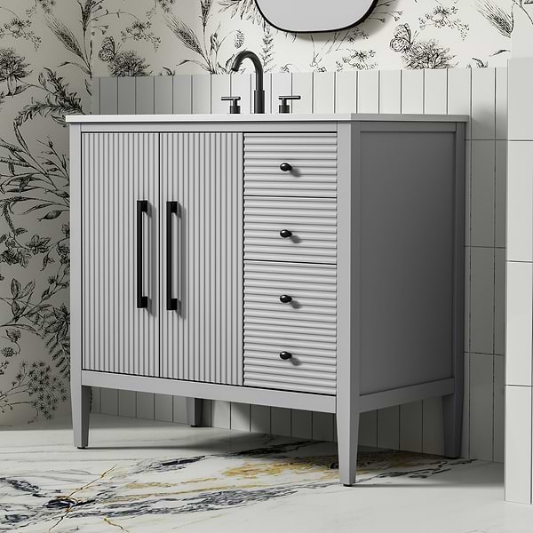 Juelle Gray 36" Single Vanity with Cultured Marble Top