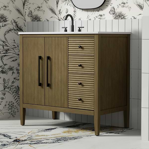 Juelle Hazel Oak 36" Single Vanity with Cultured Marble Top