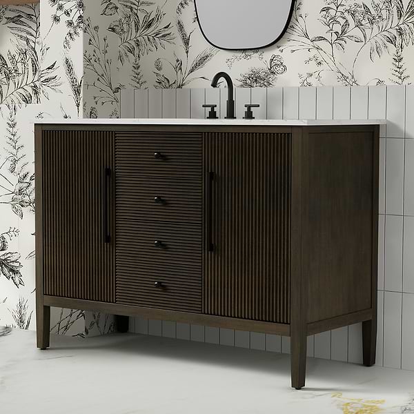 Juelle Chocolate Oak 48" Single Vanity with Cultured Marble Top