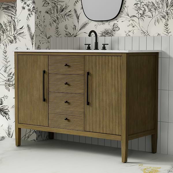 Juelle Hazel Oak 48" Single Vanity with Cultured Marble Top
