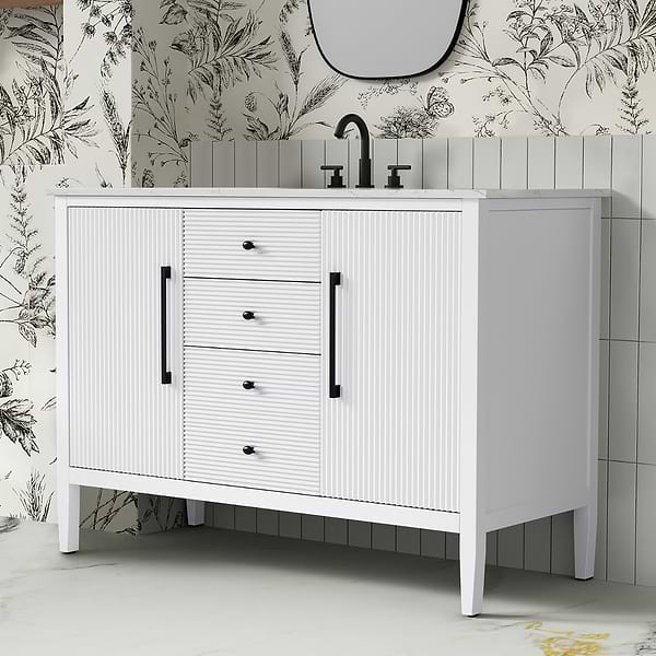 Juelle White 48" Single Vanity with Cultured Marble Top