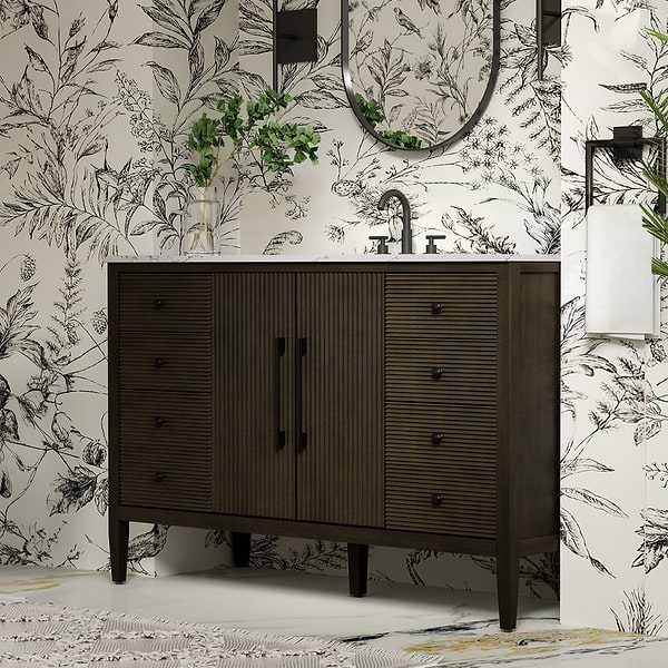 Juelle Chocolate Oak 54" Single Vanity with Cultured Marble Top
