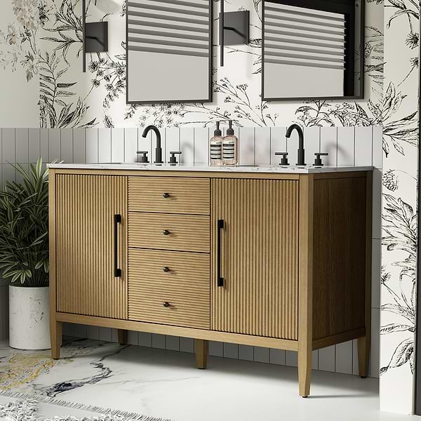 Juelle Honey Oak 54" Double Vanity with Cultured Marble Top