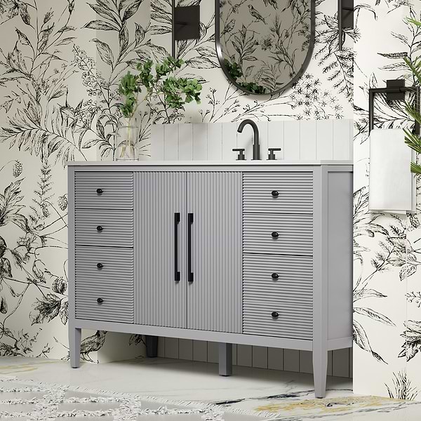 Juelle Gray 54" Single Vanity with Cultured Marble Top