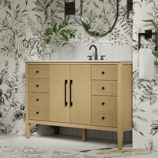 Juelle Honey Oak 54" Single Vanity with Cultured Marble Top