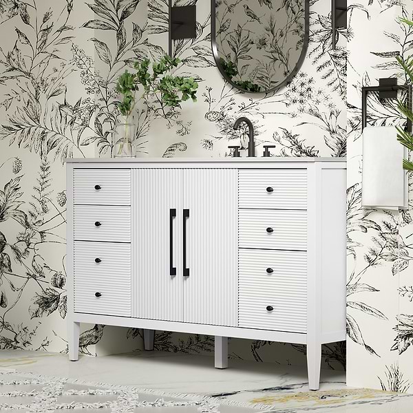Juelle White 54" Single Vanity with Cultured Marble Top