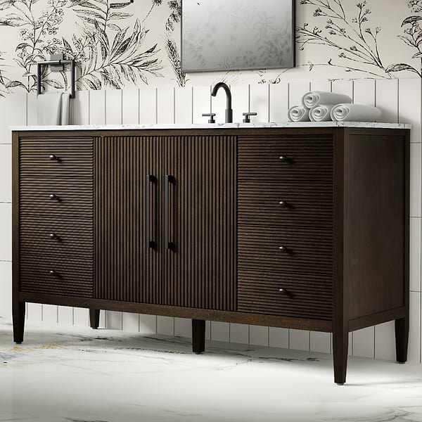 Juelle Chocolate Oak 60" Single Vanity with Cultured Marble Top