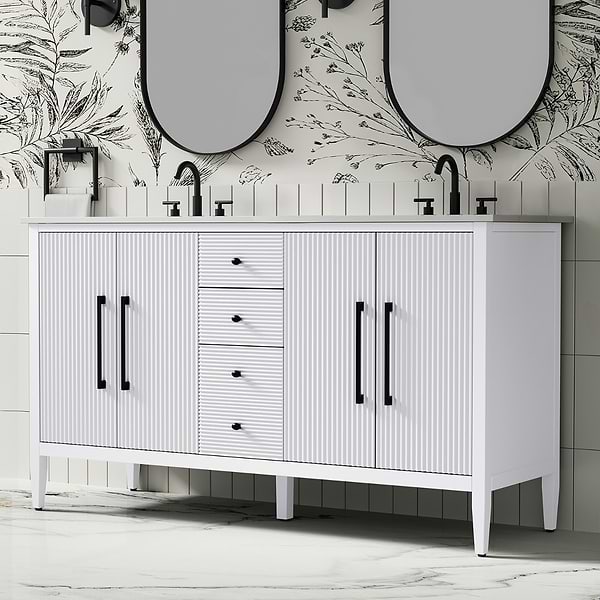 Juelle White 60" Double Vanity with Cultured Marble Top