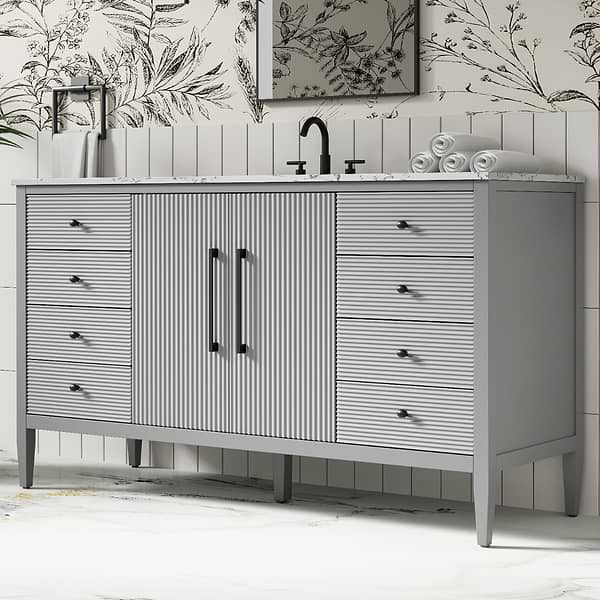 Juelle Gray 60" Single Vanity with Cultured Marble Top