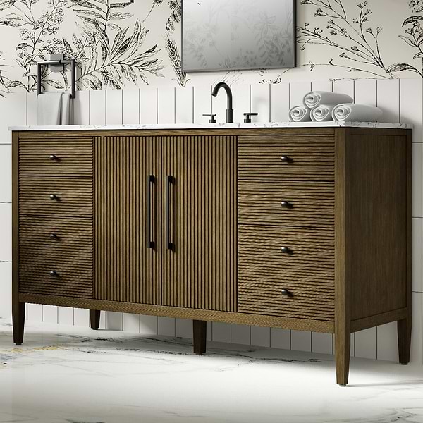 Juelle Hazel Oak 60" Single Vanity with Cultured Marble Top