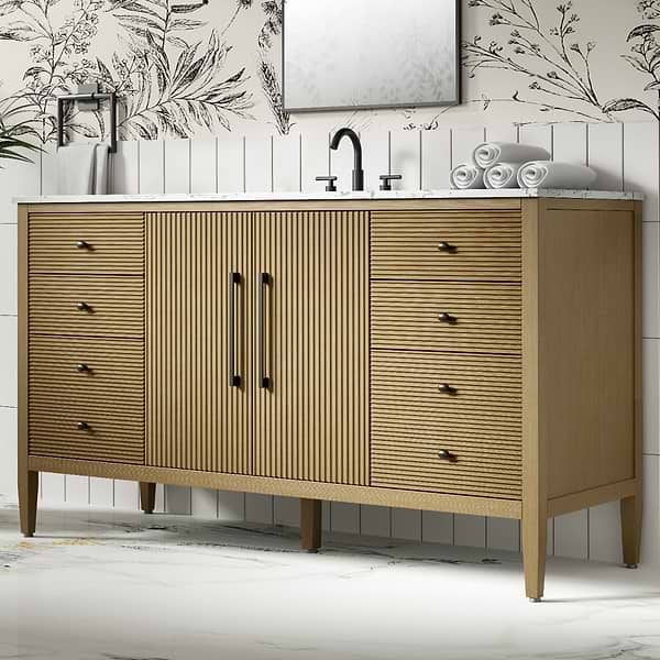 Juelle Honey Oak 60" Single Vanity with Cultured Marble Top