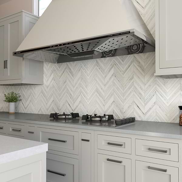 Aya White Polished Marble and Pearl Mosaic Tile