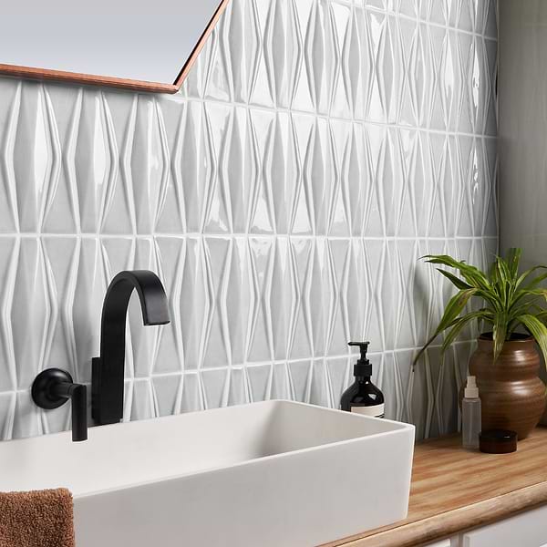 Nabi Harlequin Arctic Blue 2x8 Crackled Glossy Glass Mosaic Tile