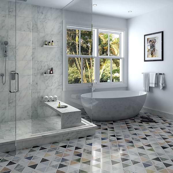 Valerie Multicolor 6" Triangle Polished Marble Mosaic Tile