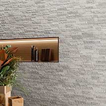 Rugged Stacked Cold White 6x24 Matte Porcelain Ledger Stone Veneer