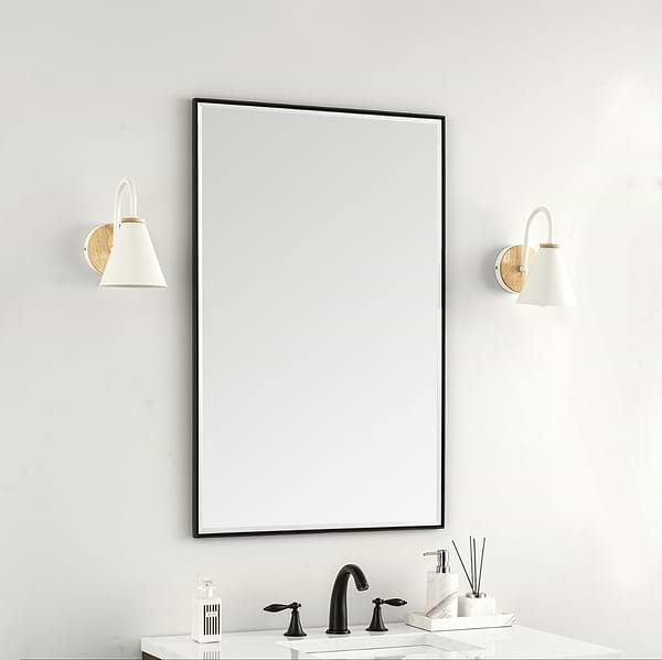 James Martin Vanities Rohe Matte Black 26x40" Rectangle Mirror