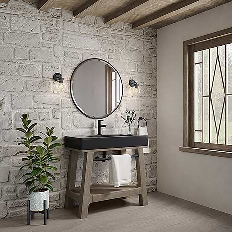 James Martin Vanities Rohe Matte Black 30" Round Mirror