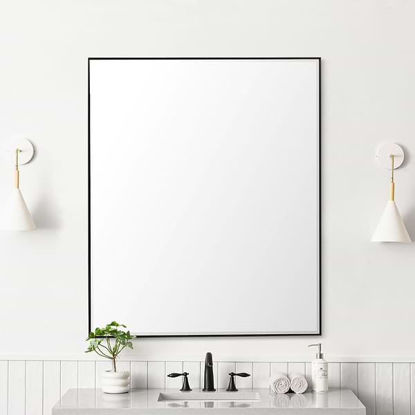 James Martin Vanities Rohe Matte Black 48x40" Rectangle Mirror