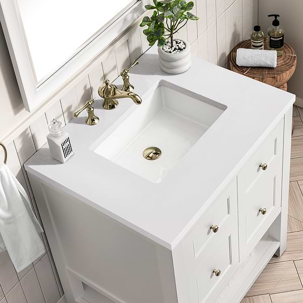 James Martin Vanities Breckenridge Bright White 30" Single Vanity with White Zeus Quartz Top