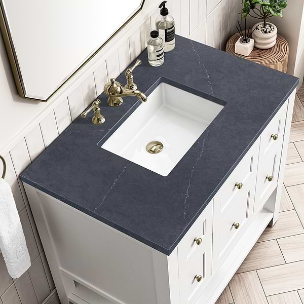 James Martin Vanities Breckenridge Bright White 36" Single Vanity with Charcoal Soapstone Quartz Top