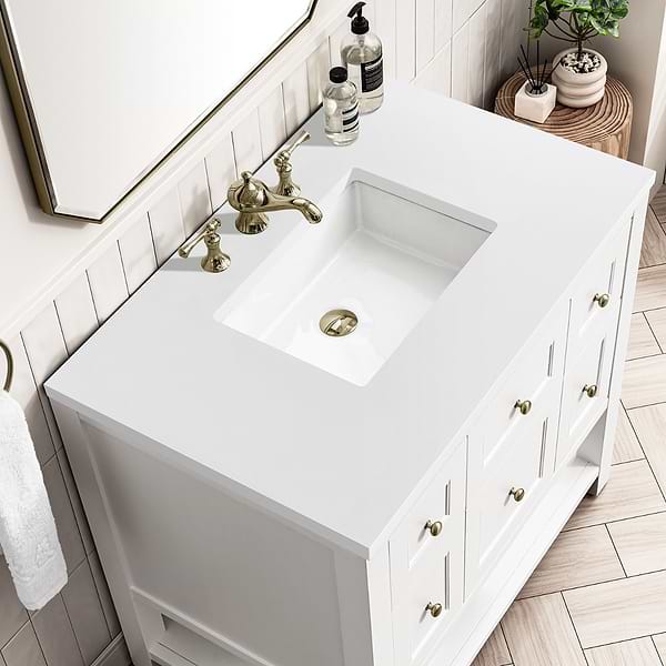 James Martin Vanities Breckenridge Bright White 36" Single Vanity with White Zeus Quartz Top