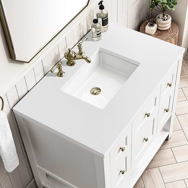 James Martin Vanities Breckenridge Bright White 36" Single Vanity with White Zeus Quartz Top
