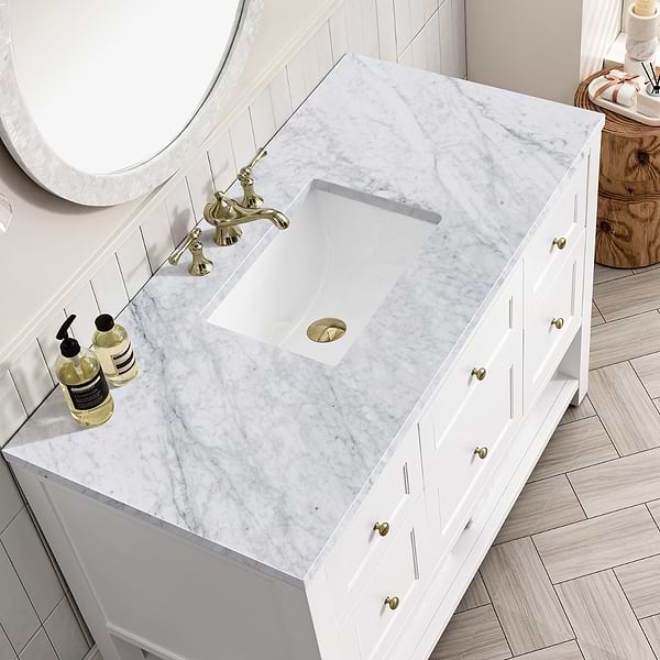 James Martin Vanities Breckenridge Bright White 48" Single Vanity with Carrara Marble Top
