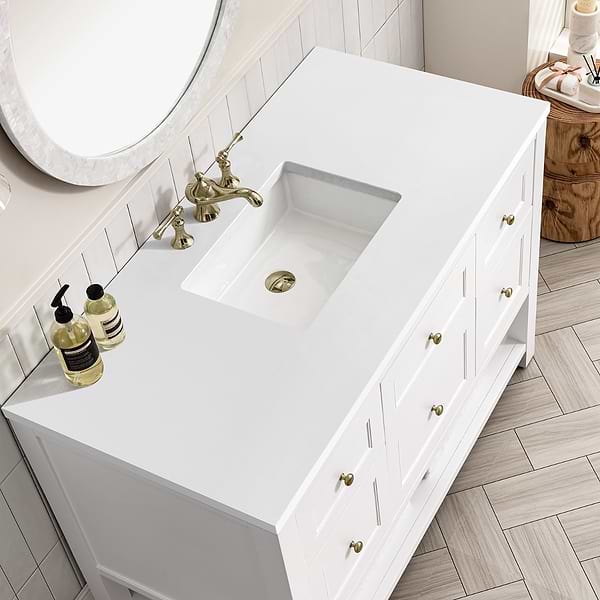 James Martin Vanities Breckenridge Bright White 48" Single Vanity with White Zeus Quartz Top