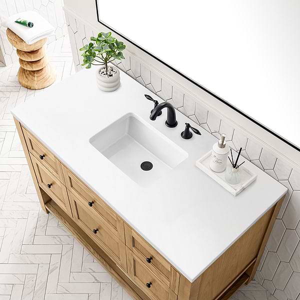 James Martin Vanities Breckenridge Light Natural Oak 48" Single Vanity with White Zeus Quartz Top