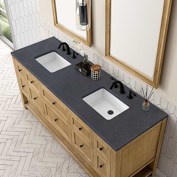James Martin Vanities Breckenridge Light Natural Oak 72" Double Vanity with Charcoal Soapstone Quartz Top