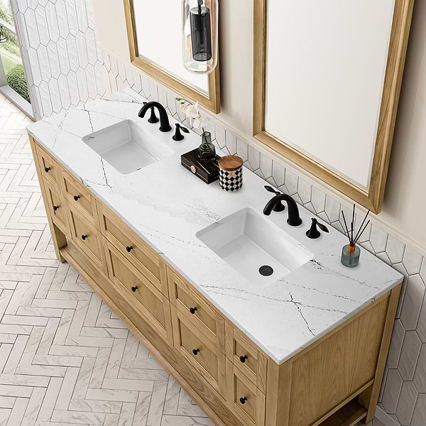 James Martin Vanities Breckenridge Light Natural Oak 72" Double Vanity with Ethereal Noctis Quartz Top