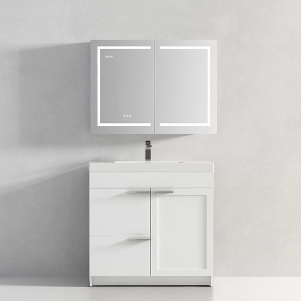 Rory Grooved 48x32" Rectangle Recessed or Wall Mounted LED Medicine Cabinet with Mirror