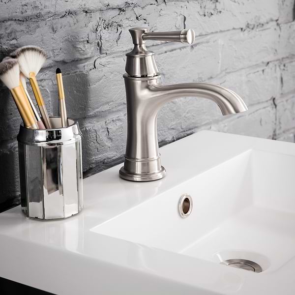 James Martin Vanities Boston Brushed Nickel 20" Freestanding Vanity with White Integrated Top
