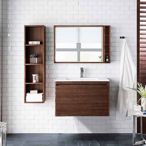James Martin Vanities Mantova Mid-Century Walnut 32" Floating Vanity without Top
