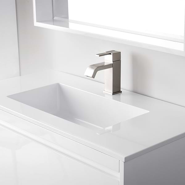 James Martin Vanities Mantova Glossy White 36" Floating Vanity with Glossy White Integrated Top