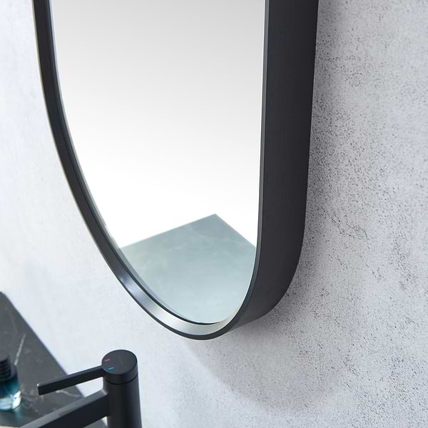 Olinda Brushed Black 18x48" Framed Oval Mirror