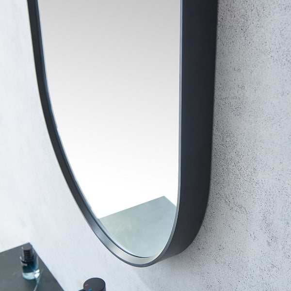 Olinda Brushed Black 20x36" Framed Oval Mirror