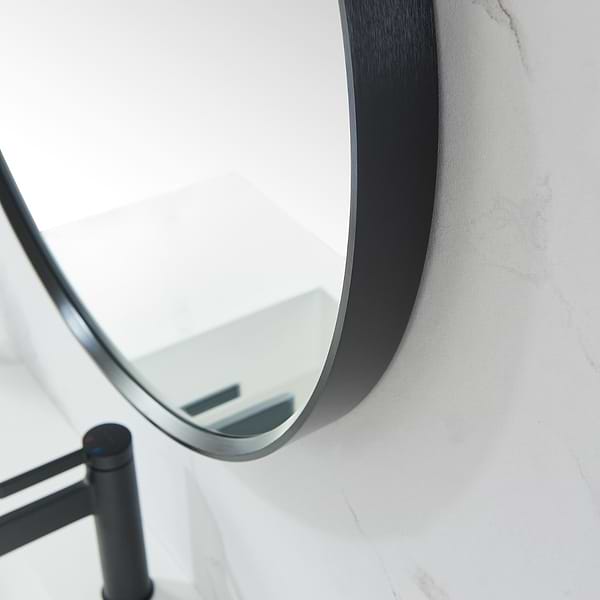 Olinda Brushed Black 32" Framed Round Mirror