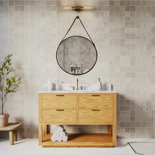 Rikki Bronze 30" Round Mirror with Strap