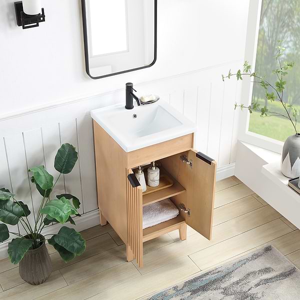Gess Blonde Oak 18" Single Vanity with White Ceramic Basin Top