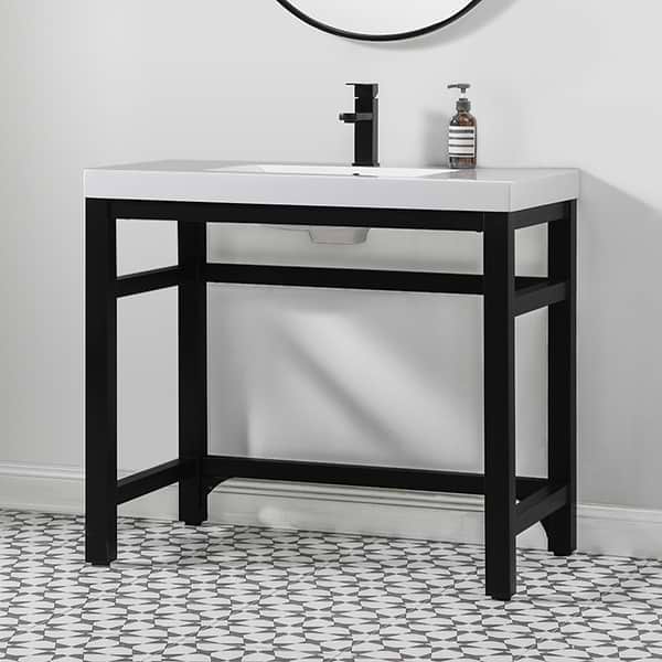 Mateo Black 36" Single Vanity with White Acrylic Top