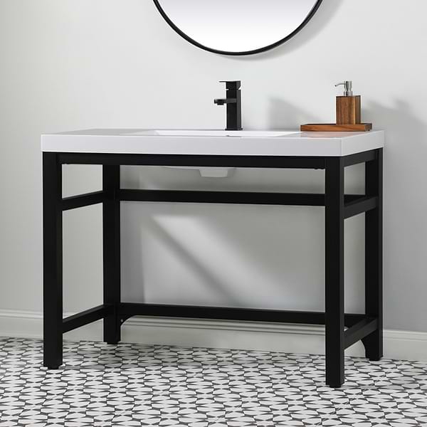 Mateo Black 42" Single Vanity with White Acrylic Top
