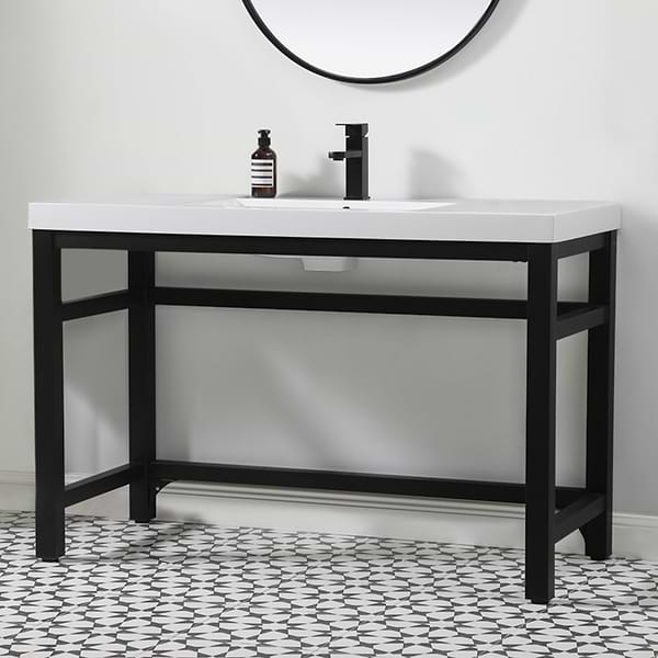 Mateo Black 48" Single Vanity with White Acrylic Top