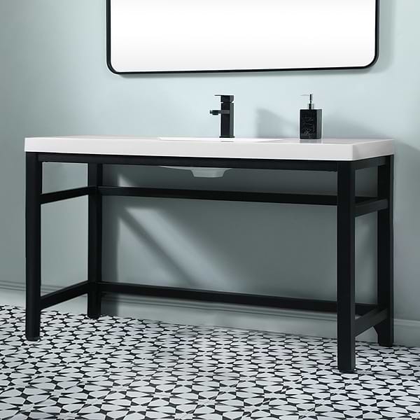 Mateo Black 54" Single Vanity with White Acrylic Top