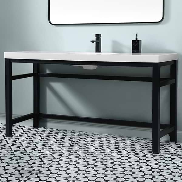 Mateo Black 60" Single Vanity with White Acrylic Top