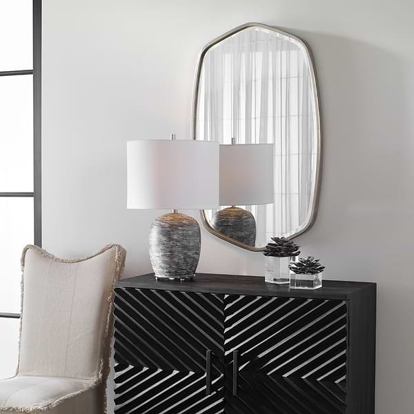 Ayelet Silver 22x36" Geometric Mirror
